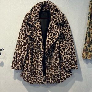 Leopard Print Faux Fur Coat